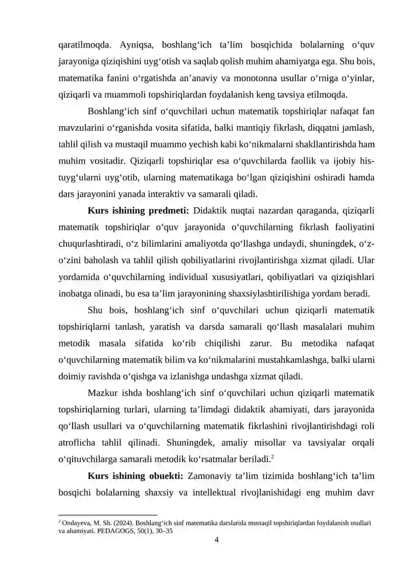 4-sinf matematika darslarida didaktik materiallaridan foydalanish 4