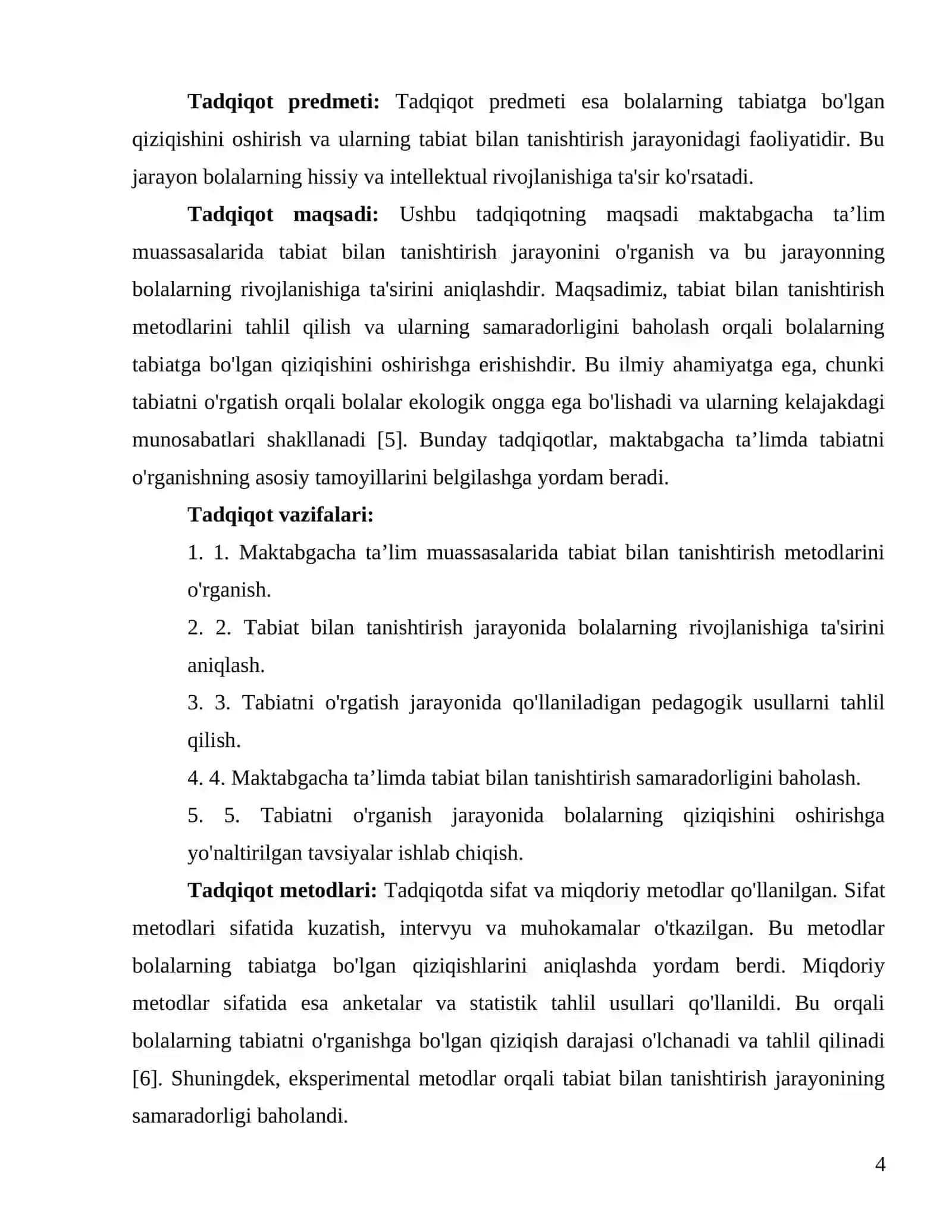 Maktabgacha taʼlimda tabiat bilan tanishtirishning nazariy asoslari, fanning mazmun va mohiyati 4
