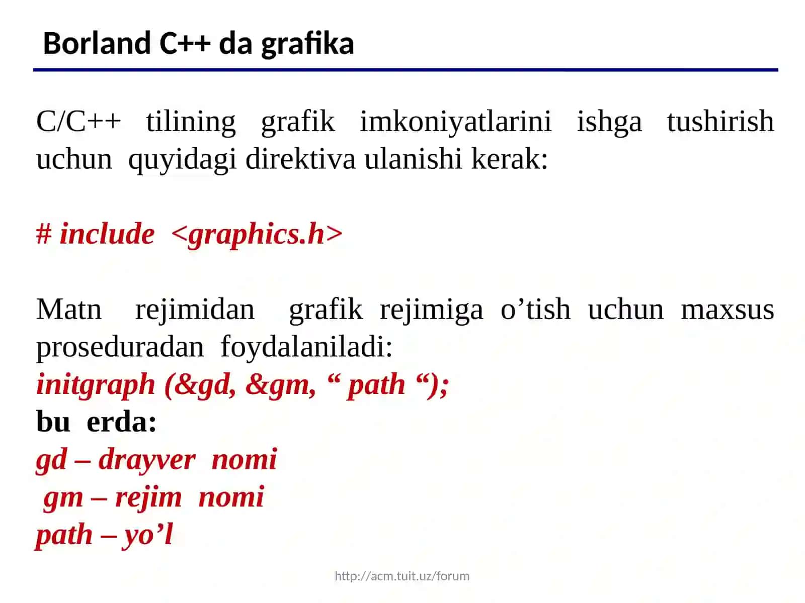 C++ tilining grafik imkoniyatlari 4