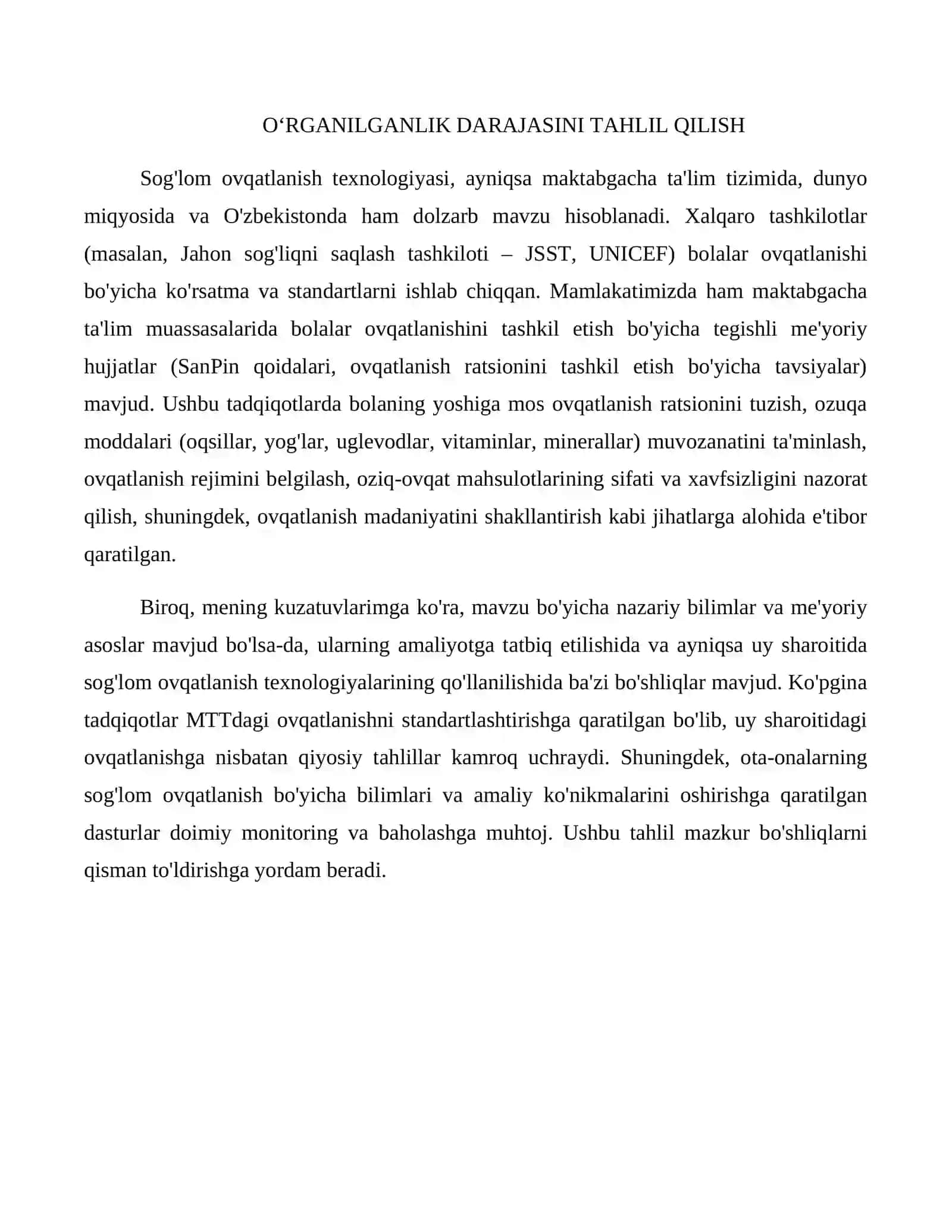 MAKTABGACHA TA’LIMDA SOG‘LOM OVQATLANTIRISH TEXNOLOGIYASI 4