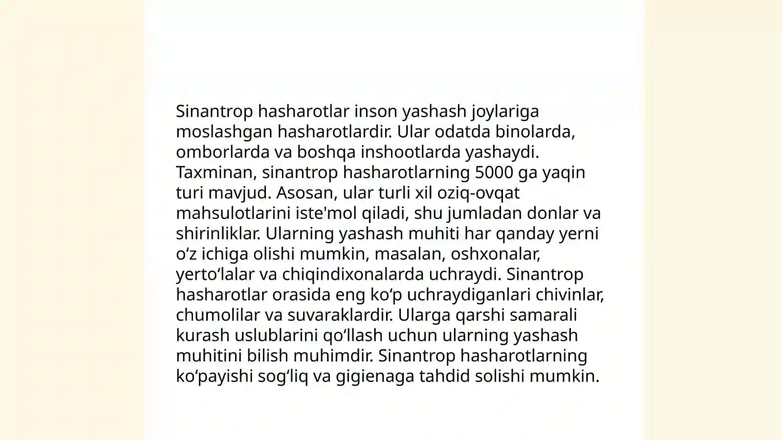 Sinantrop ko‘rinishidagi hasharotlar,ularning epidemiologik ahamiyati 4
