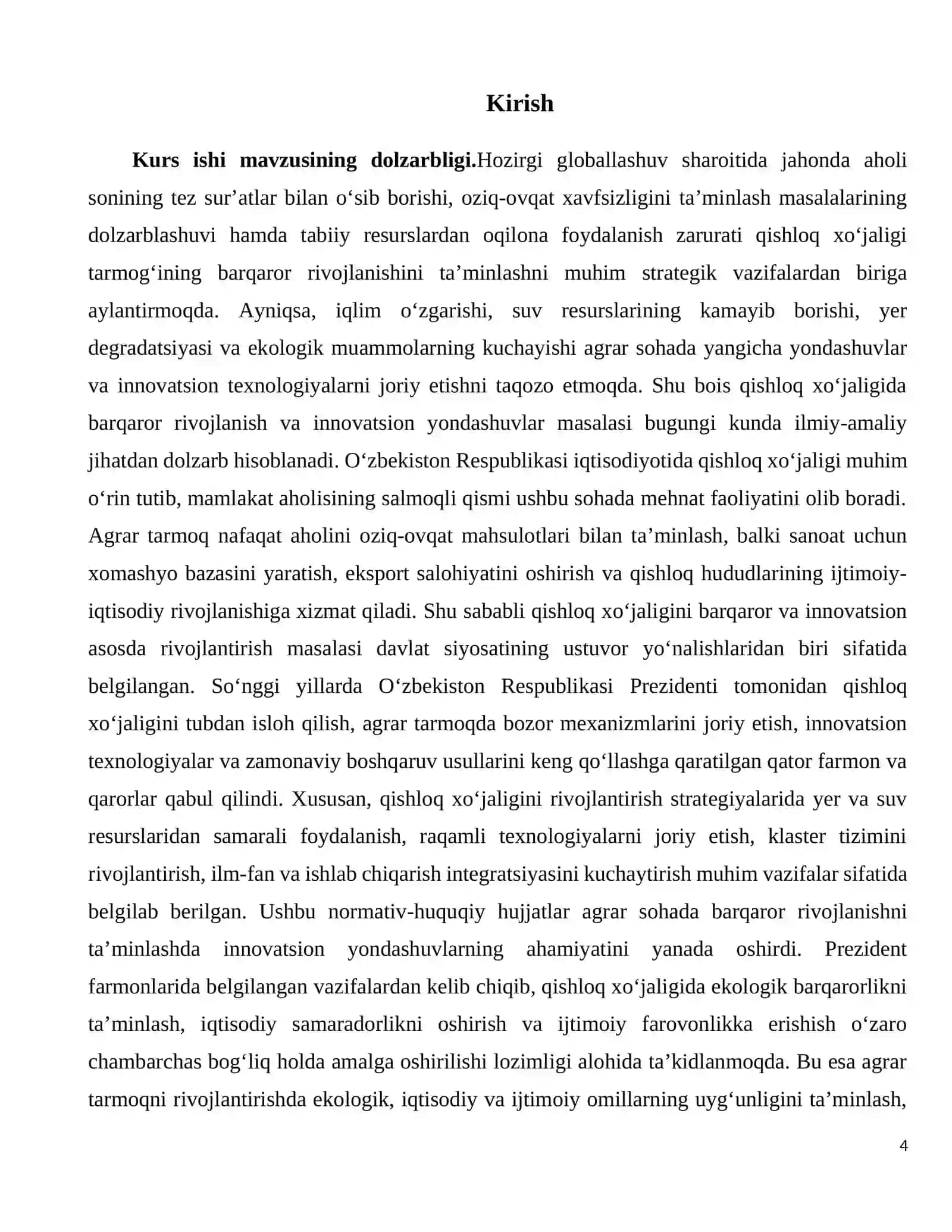 Qishloq xo‘jaligida barqaror rivojlanish va innovatsion yondashuvlar 4