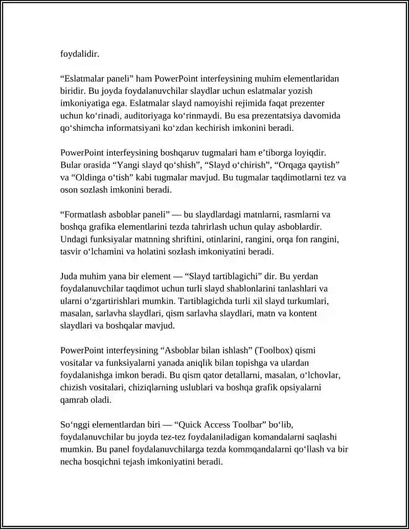 POWER POINT DASTURI SLAYD VA TAQDIMOTLAR YARATISH 4