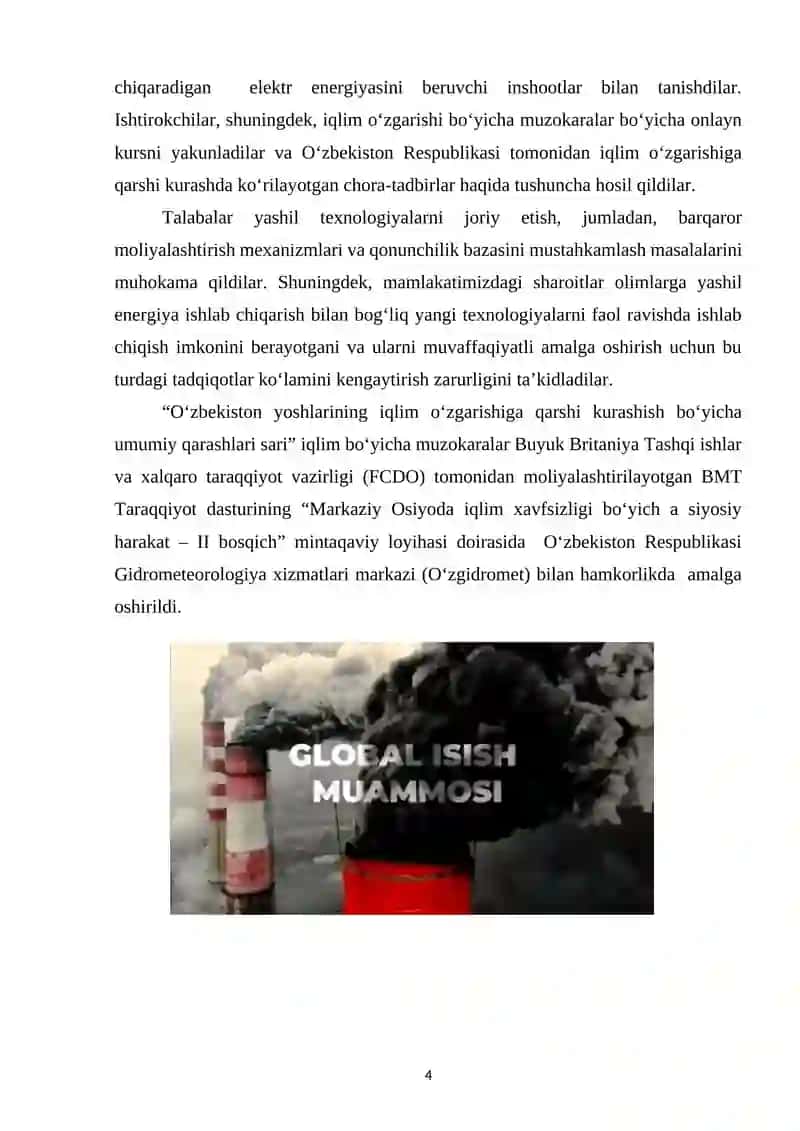 IQLIM O‘ZGARISHI BILAN BOG‘LIQ MUAMMOLAR. 4