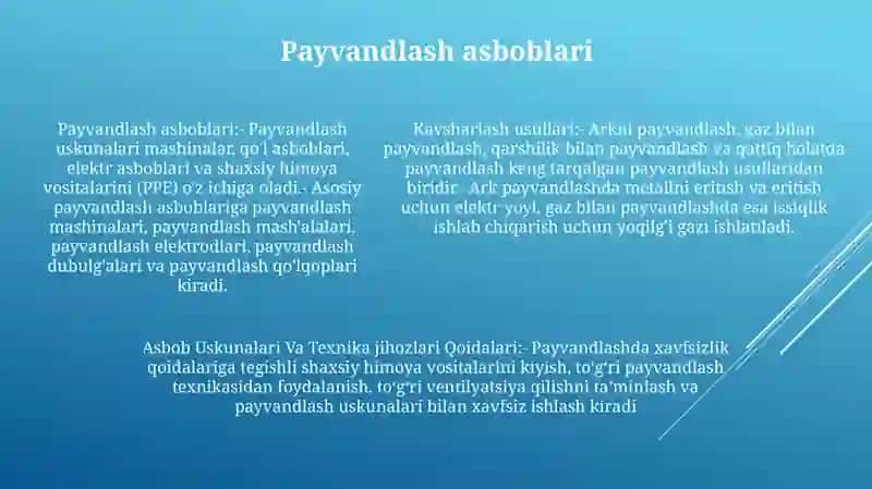 Kavsharlash Usullari Asbob Uskunalari Va Texnika Xavfsizlik Qoidalari 4