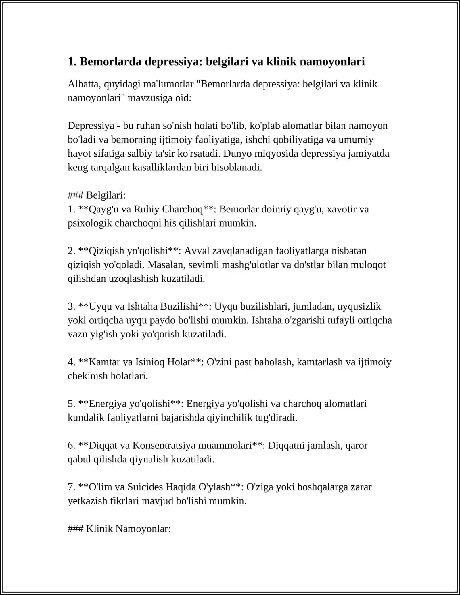 BEMORLARNING RUHIY HOLATI,,DEPRESSIYA,SHOK,QÕRQUV,CHÕCHISH,IPOXONDRIYA,ÕZINI AYBDOR XIS QILISH '' 4