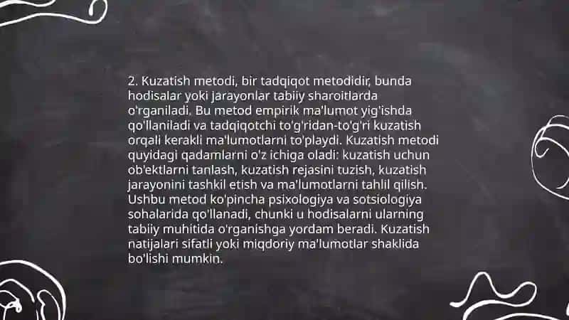 Shaxsni o'rganish metodlari 4