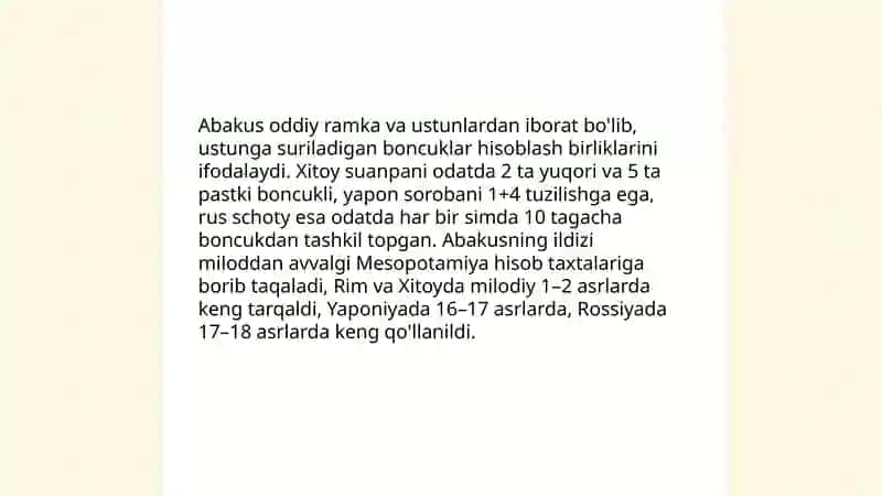 Qadimgi davr hisoblash asboblari: ishchi sanʼat va abakus 4
