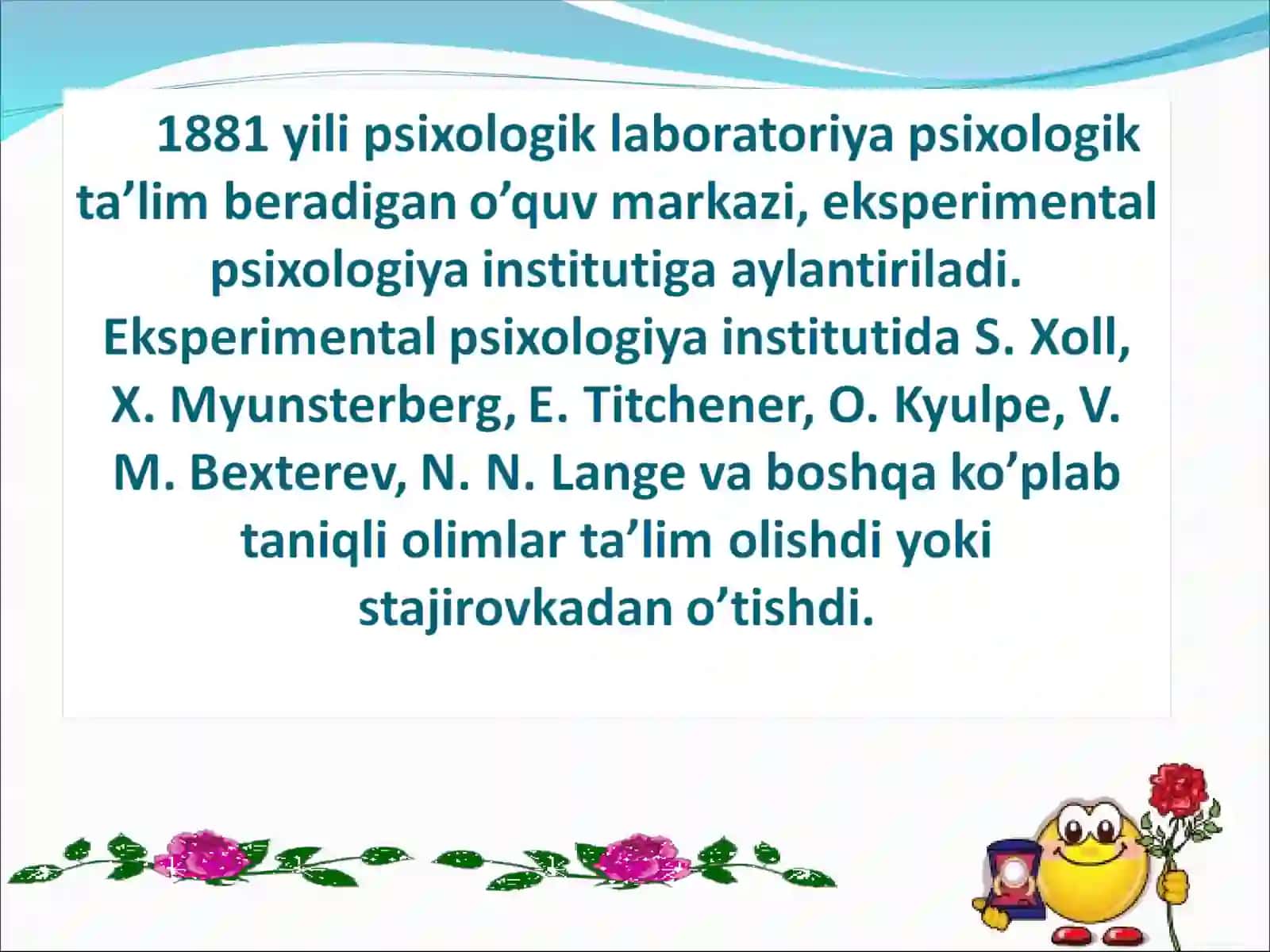EKSPERIMENTAL PSIXOLOGIYANING RIVOJLANIShI VA UNING TADBIQIY SOHALARI 4