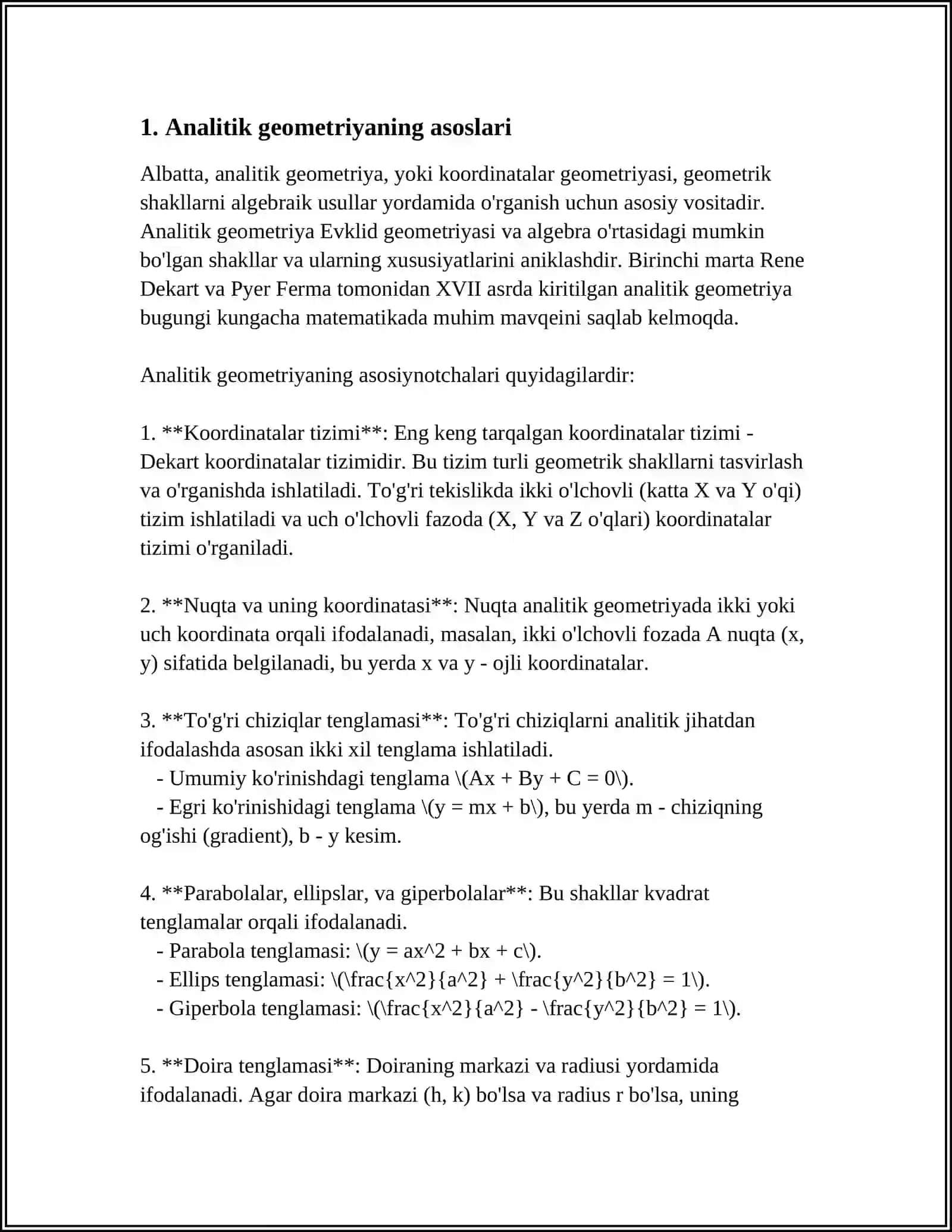 CHIZMA GEOMETRIYA VA MUHANDISLIK GRAFIKASI FANINING MAZMUN MOHIYATI 4