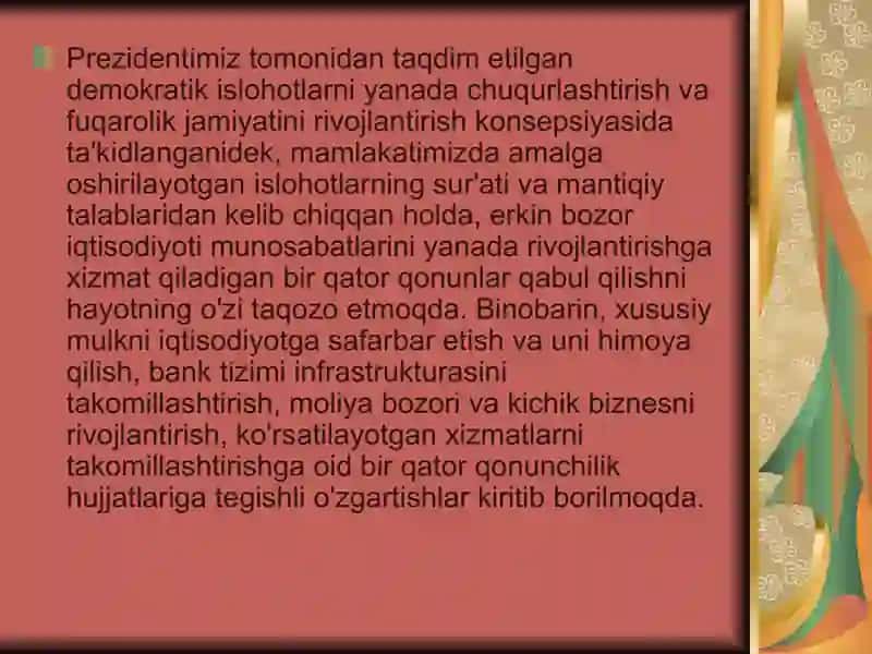 O’zbekistonda bank tizimini takomillashtirish yo’llari 4