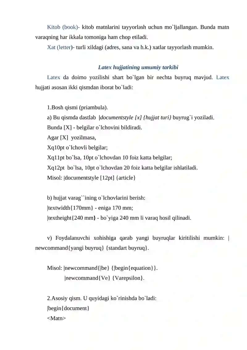 Tex va Latex matn muharriri haqida ma`lumot 4