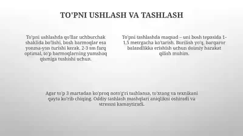 Voleybol o'yinida to'pni yuqoridan o'yinga kiritish texnikasi 4