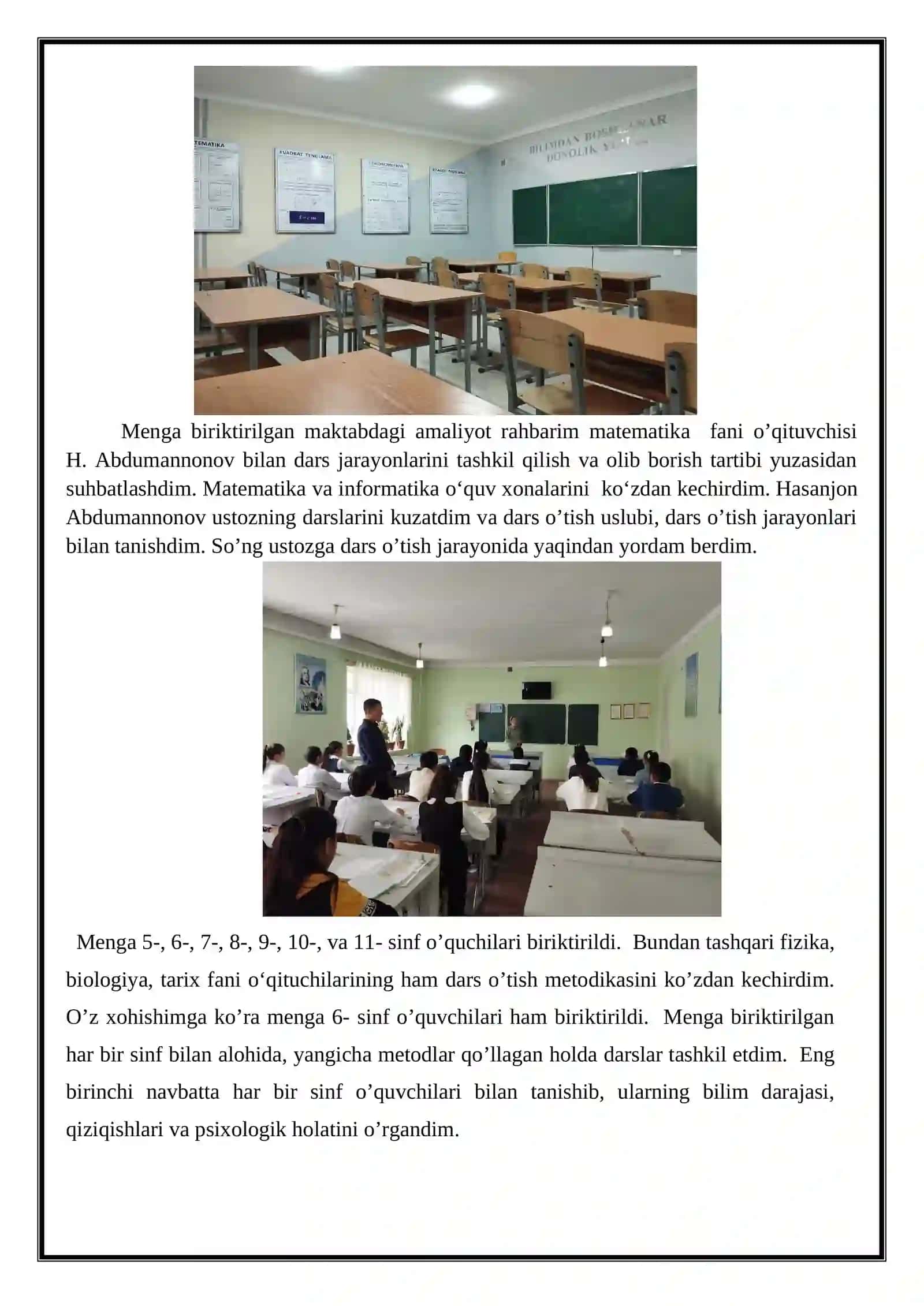 PEDAGOGIK AMALIYOT DAVRIDA BAJARGAN ISHLARI YUZASIDAN TAYYORLAGAN HISOBOTI 4