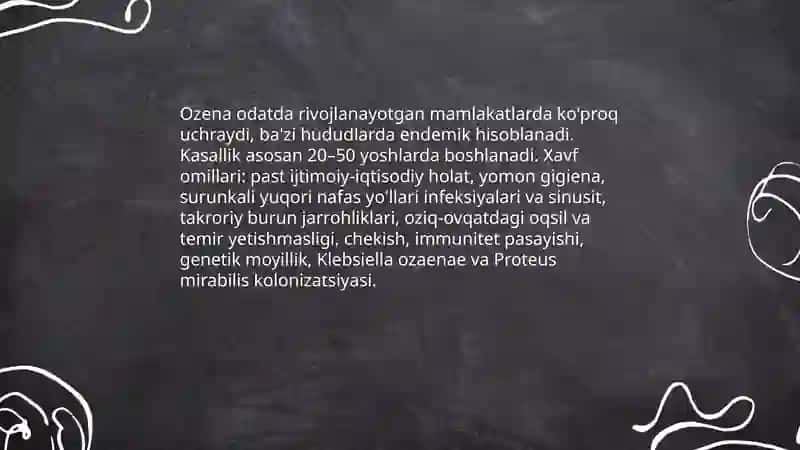 Ozena kasalligi. Klinikasi, etiologiyasi, patogenezi, diagnostikasi va davolashi 4