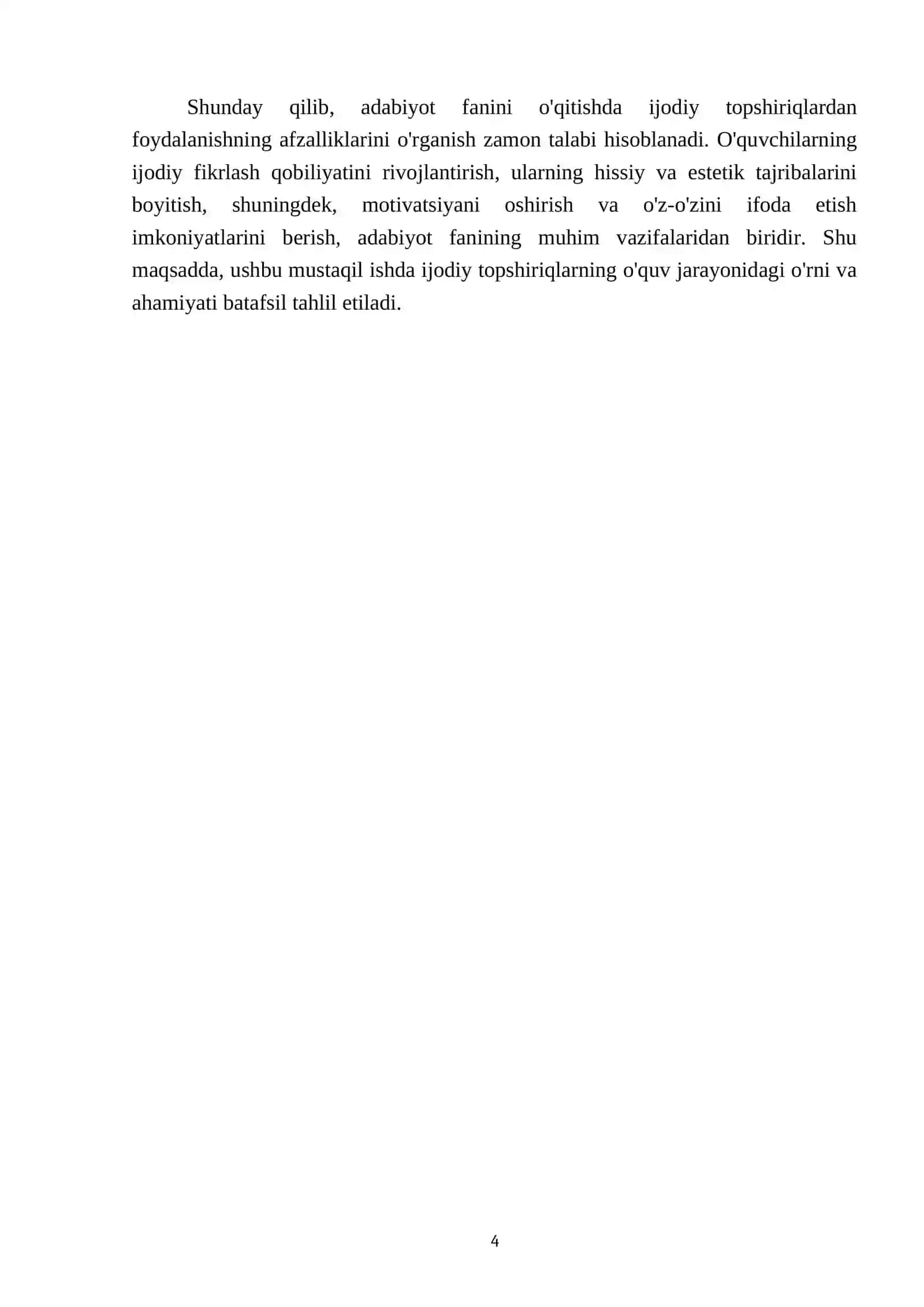 Adabiyot fanini oʻqitishda ijodiy topshiriqlardan foydalanishning afzalliklari (7-sinf misolida) 4