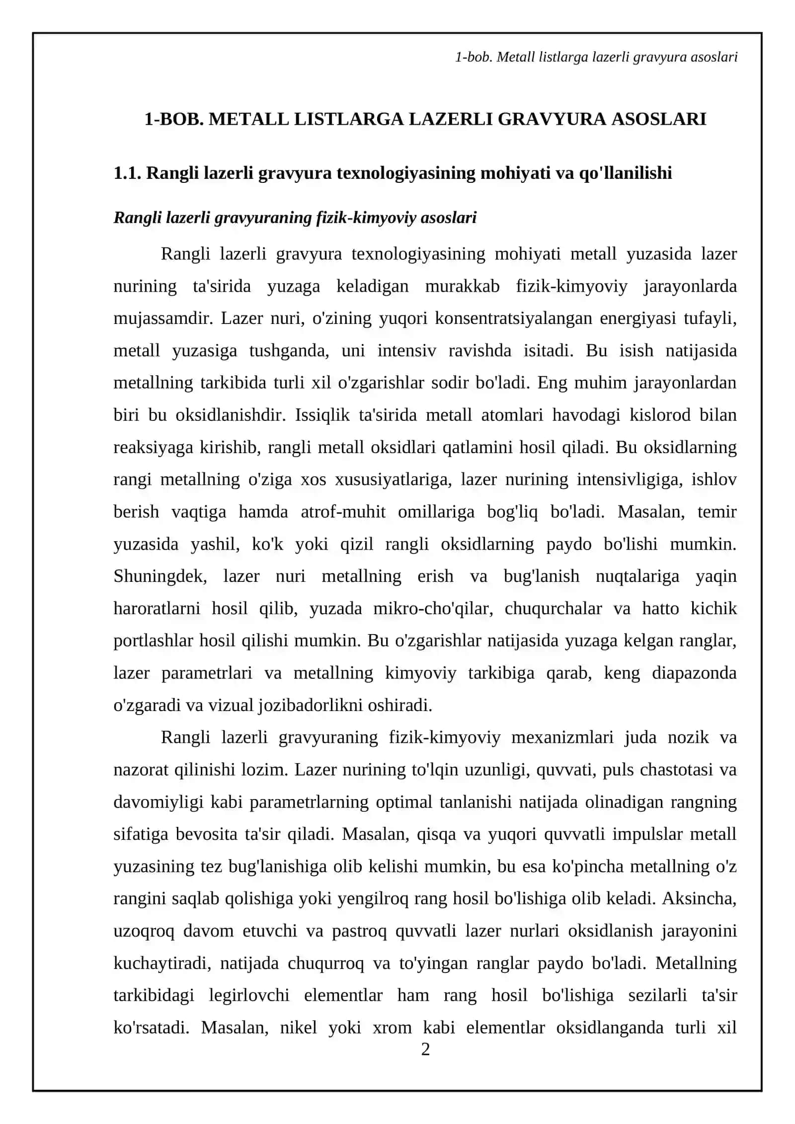 Metall listlarga rangli lazerli gravyura yordamida kompozitsiya chizishni oʻrganish texnologiyasi 4