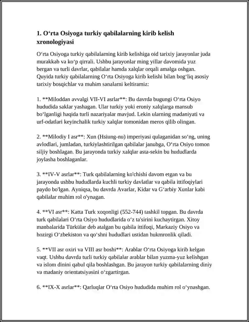 OʻRTA OSIYOGA TURKIY QABILALARNI KIRIB KELISHI VA XOQONLIKNI TASHKIL TOPISHI 4