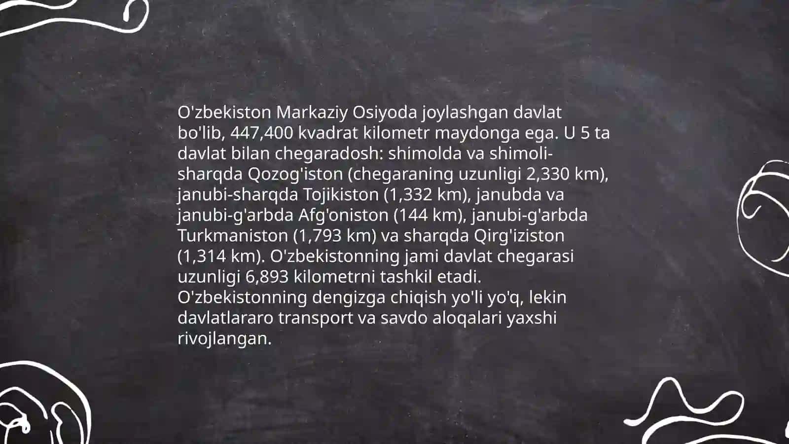 O'zbekistonning mintaqadagi geografik-siyosiy o'rni hududi aholisi va xo'jaligi 4