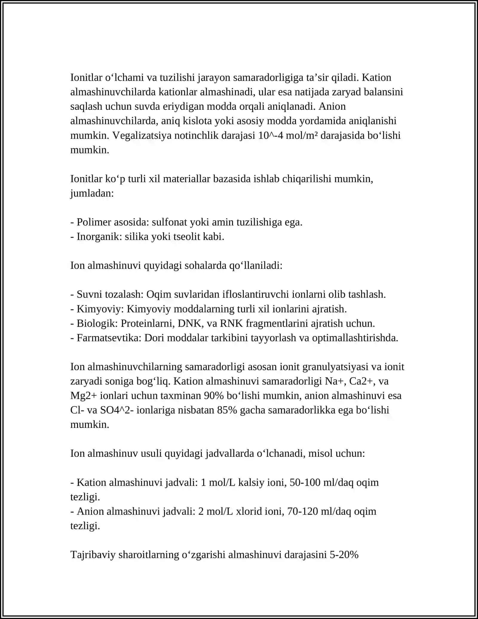 ION ALMASHINUV USULIDA TO'QIMACHILIK KORXONALARINING OQAVA SUVLARINI TOZALASH 4