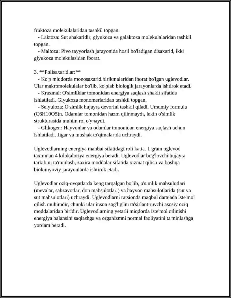 Uglevodlar DI, Gomo va Geteropolisaxaridlar Tuzilishi va Xossalari 4