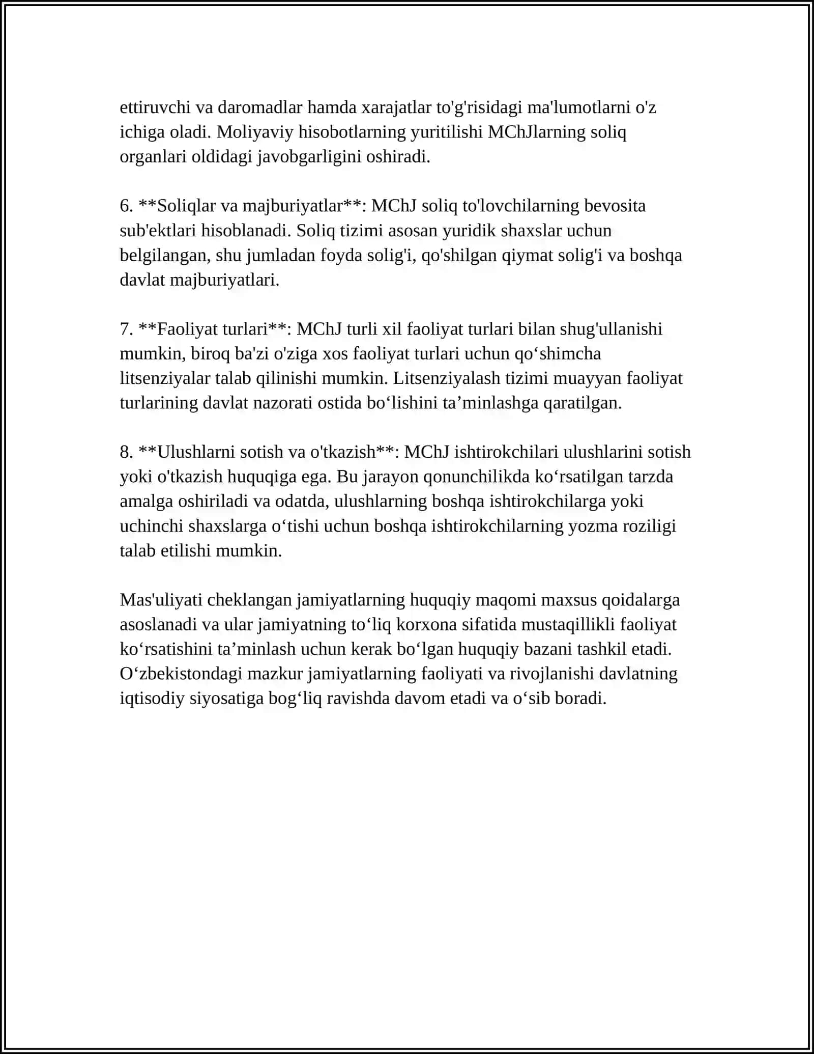 MAS’ULIYATI CHEKLANGAN HAMDA QO‘SHIMCHA MAS’ULIYATLI JAMIYATLAR 4