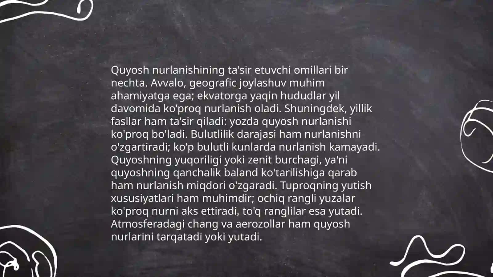 Quyosh energiyasining atmosfera va yir sirtidagi oʻzgarishlar 4