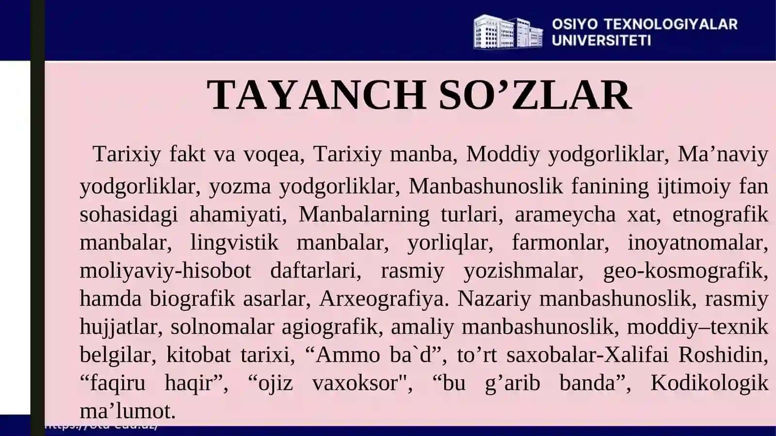 Mir Muhammad Salim “Silsilat as-salotin”, Muhammad Vafo Karminagiy “TuMai xoniy”, Mir Olim Buxoriy “Fathnomayi sultoniy”, Axmad Donish “Navodir al-vaqoye”’, Abduazim Somiy “Tarixi salotini mang‘itiya”, Mirzo Salimbek “Tarixi Salimiy”, Muhammad Solih “Tarixi jadidayi Toshkand”, Niyoz Muhammad Xo‘qandiyning “Tarixi Shohruxiy” 4