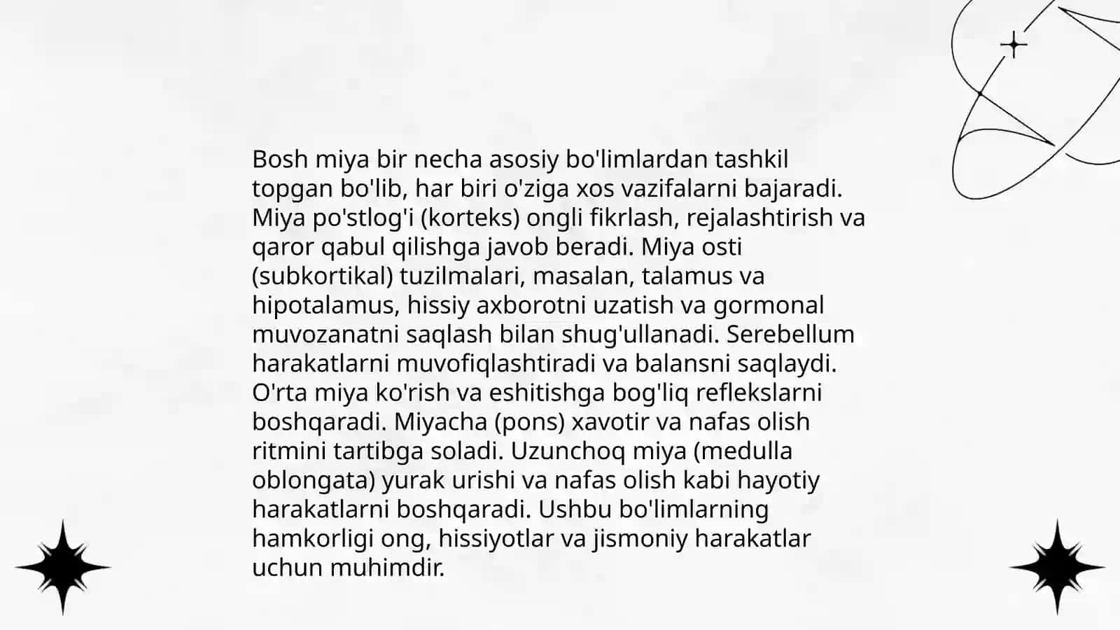 Bosh miya turli bo'limlari faoliyatini o'rganish 4