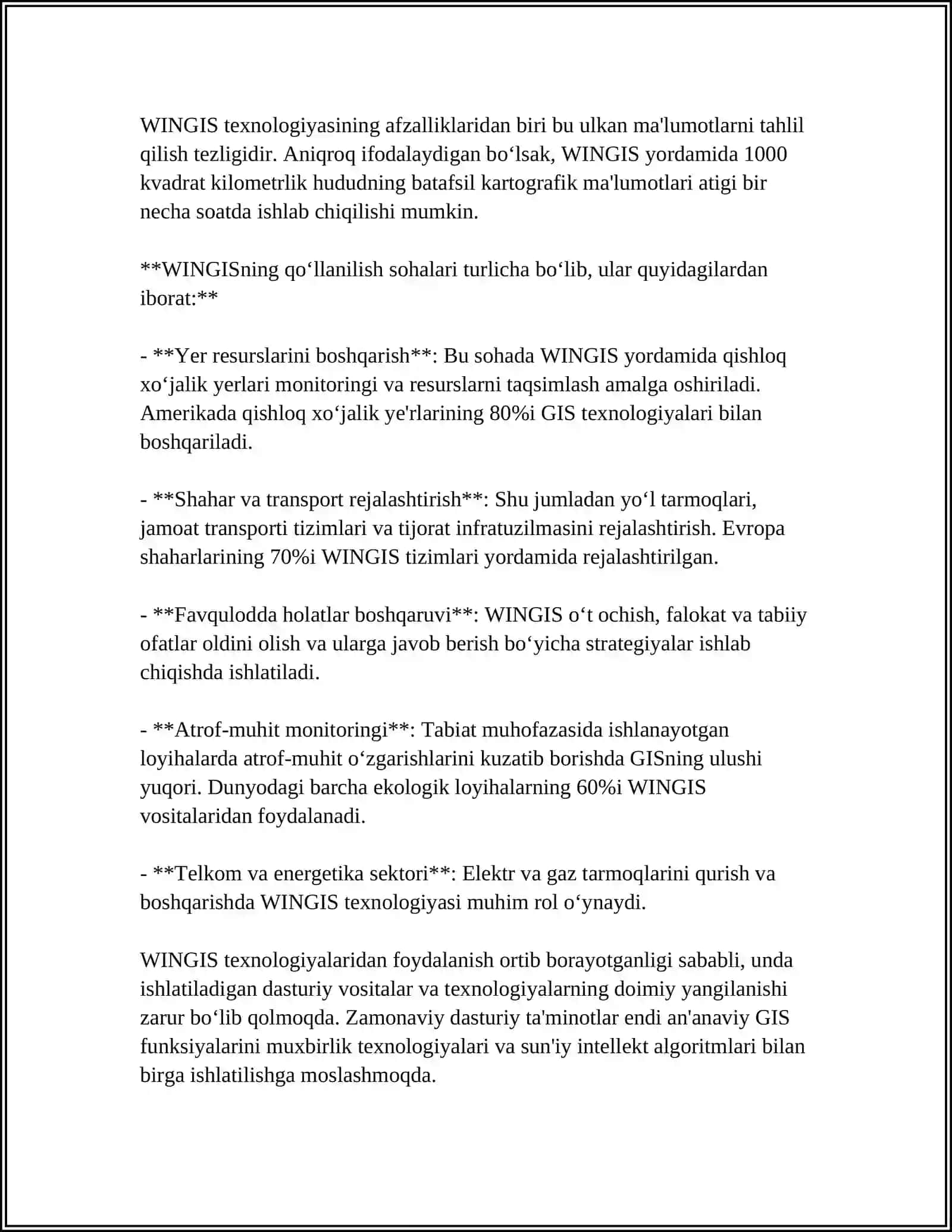 WINGIS GEOGRAFIK AXBOROT TIZIMI HAQIDA MALUMOT BERING 4