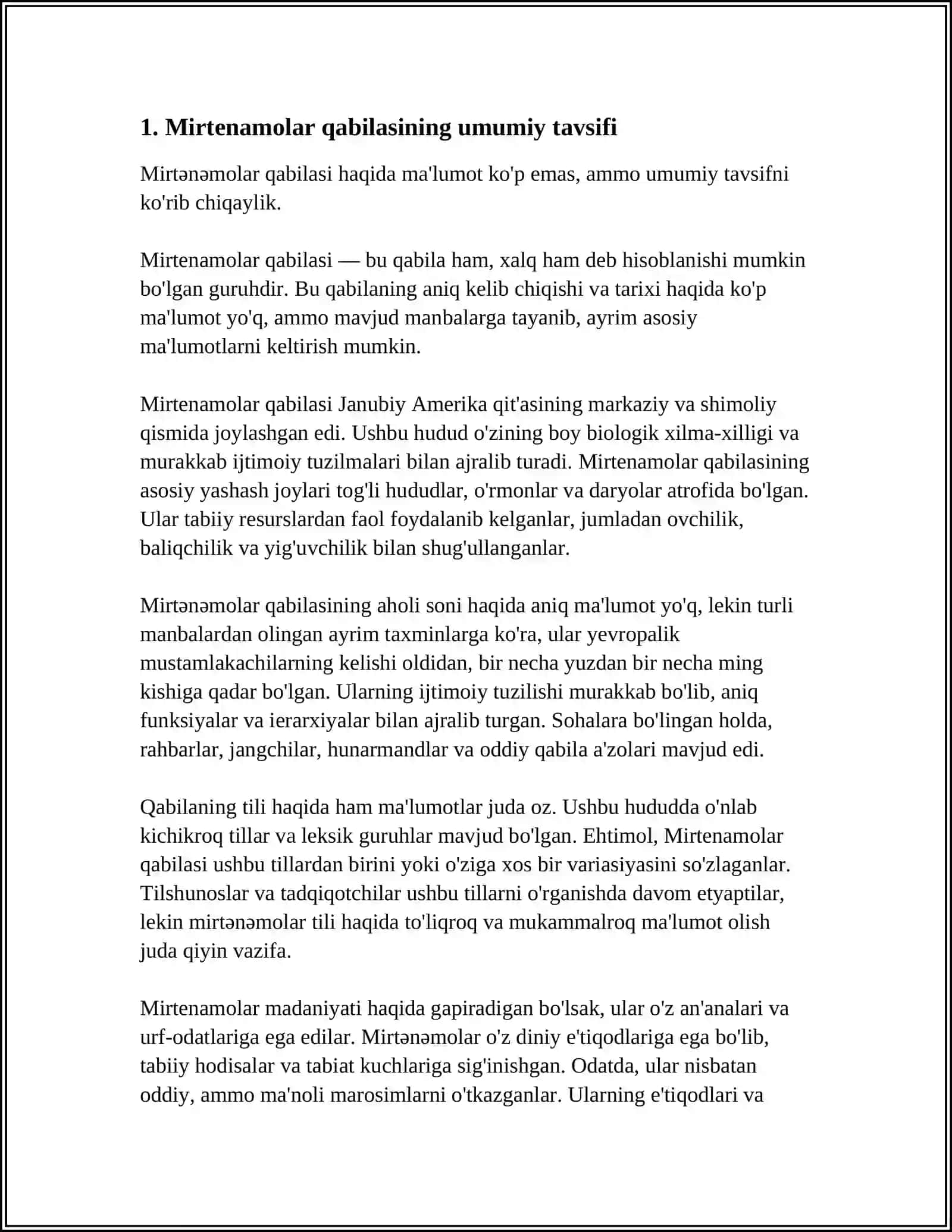 MIRTANAMOLAR QABILASI, OILALARI, TAVSIFI VA ASOSIY TURLARI 4