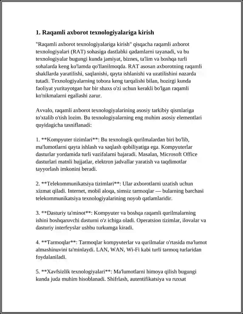 "RAQAMLI AXBOROT TEXNOLOGIYALARI" 4