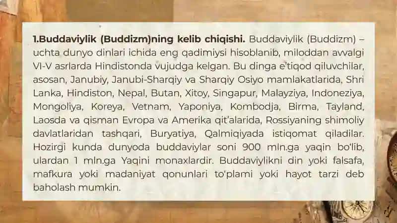 Buddizm dini va uning paydo bo‘lishida ijtimoiy-tarixiy shart-sharoitlar. 4