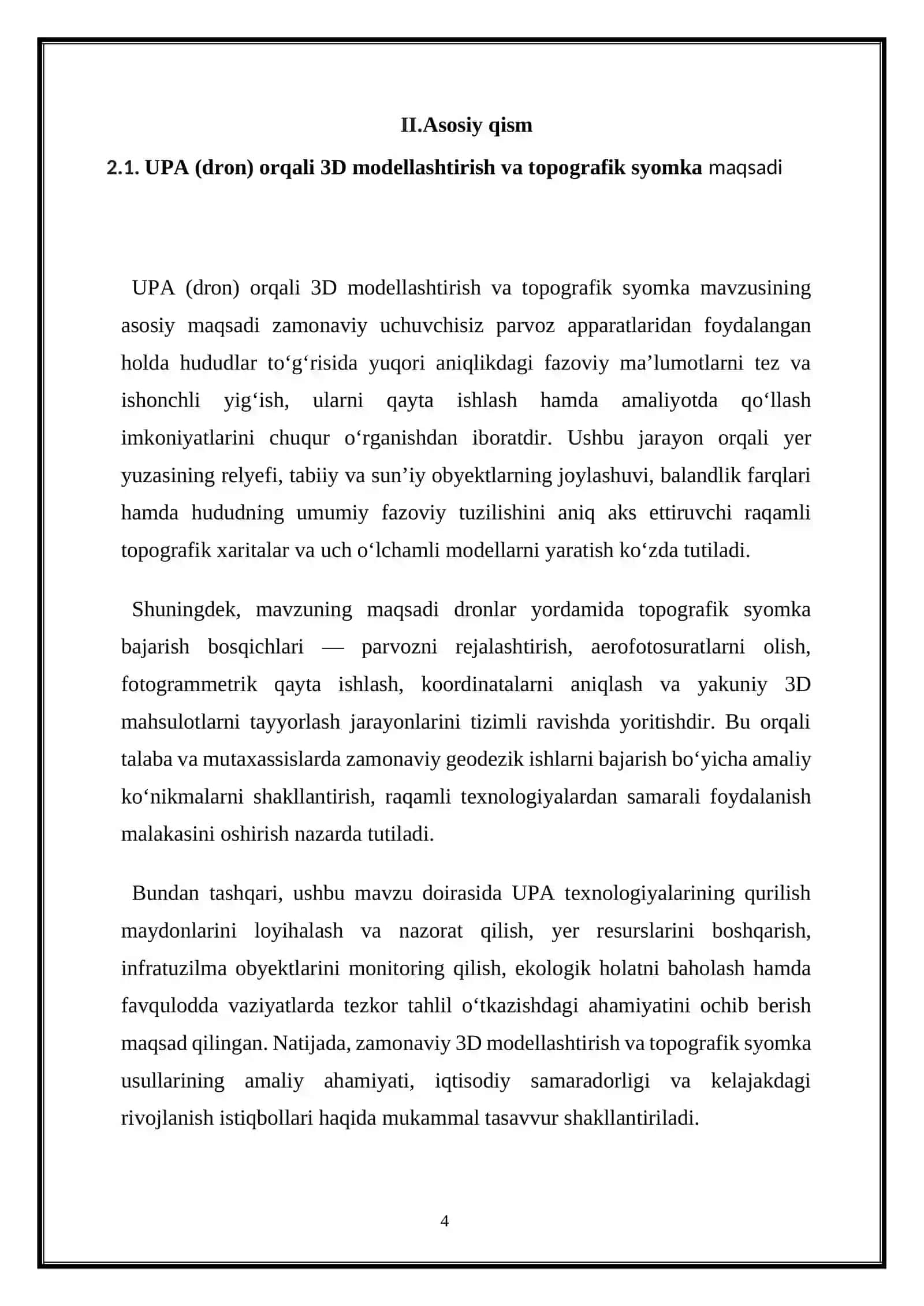 UPA (dron) orqali 3D modellashtirish va topografik syomka 4