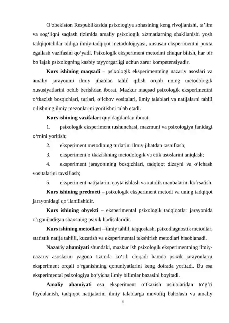 Psixologik eksperiment jarayoni va uning asosiy xususiyatlari 4