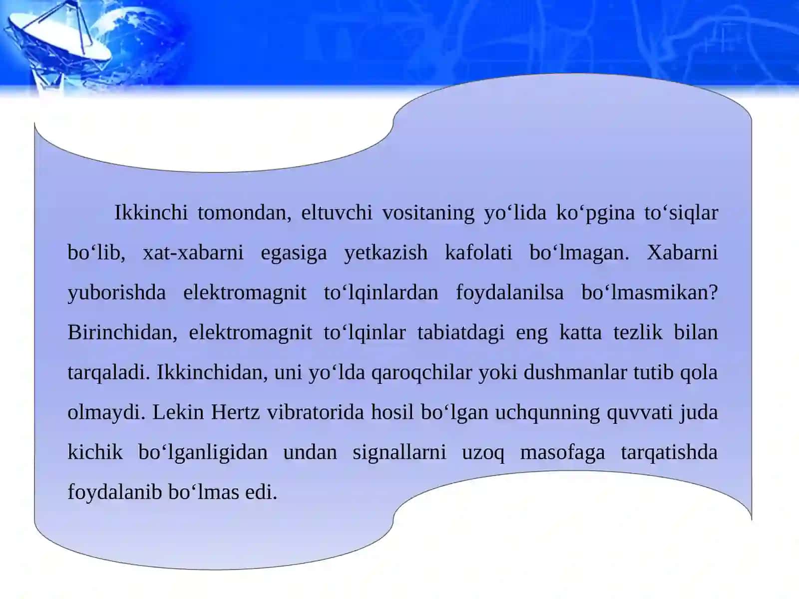 Radioaloqaprinsipi va uning amalda qo’llanilishiga misollar 4