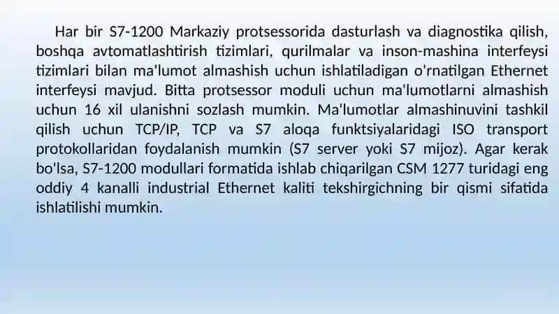 Siemens S7-1200 dasturlanuvchi mantiqiy kontrollerlari 4