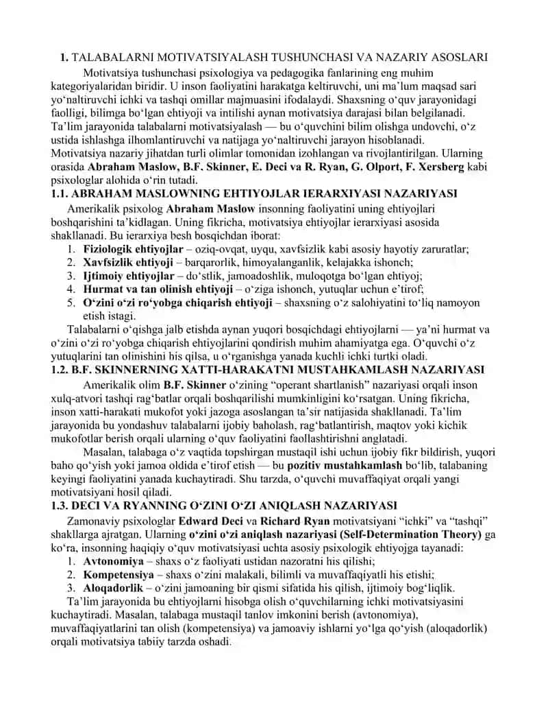 TALABALARNI MOTIVATSIYALASH VA O‘QUV FAOLIYATINI OSHIRISH YO‘LLARI 4