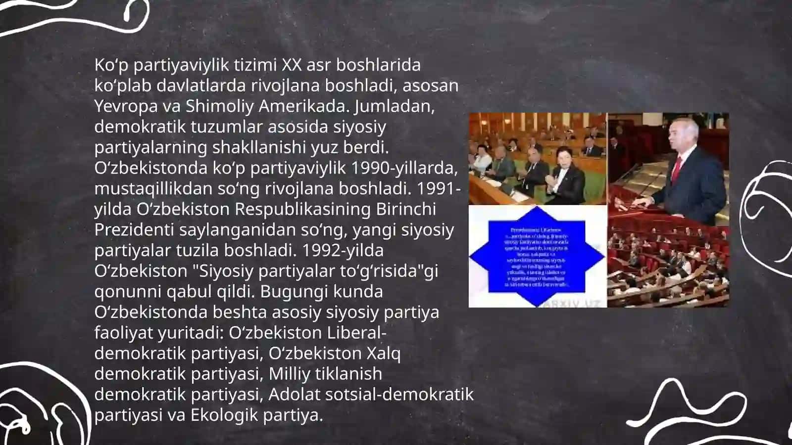 Oʻzbekistonda koʻp partiyaviylik tizimining qaror topishi va unin tasnifi 4