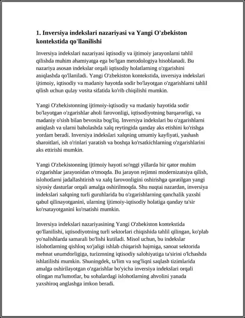 YANGI ÒZBEKSITON IJTIMOIY IQTISODIY VA MADANIY HAYOTIDA. RÒY BERAYOTGAN ÒZGARISHLARNI XALQ REYTINGIDA INVERSIYA INDEKSLARIDA AKS ETISHI 4