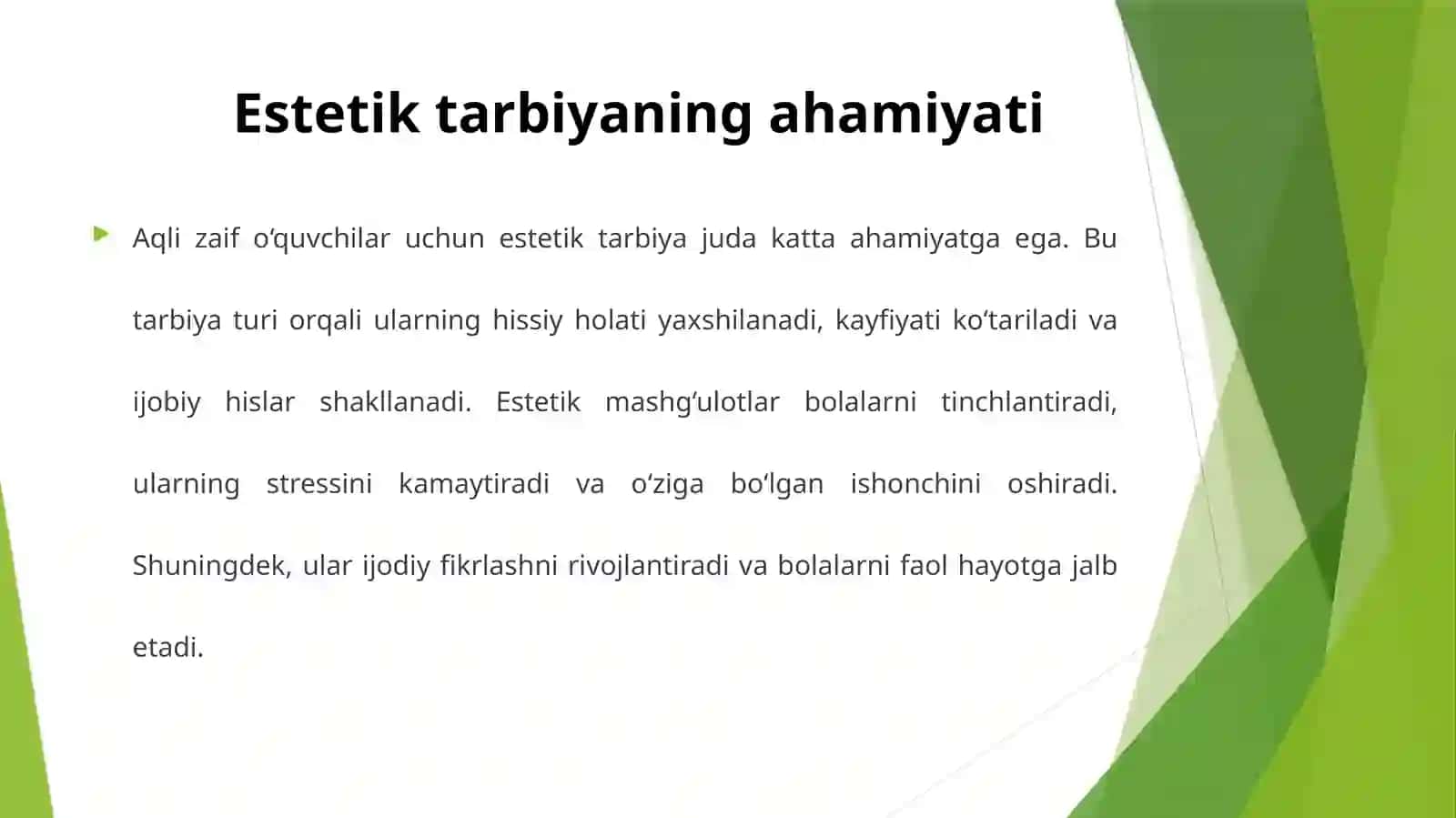Aqlizaifo’quvchilarga estetik tarbiya berish 4