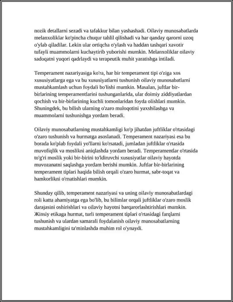 TEMPERAMENT TIPIGA MOS JUFT TANLASH - OILAVIY MUNOSABATLAR MUSTAHKAM-LIGI OMILI SIFATIDA 4