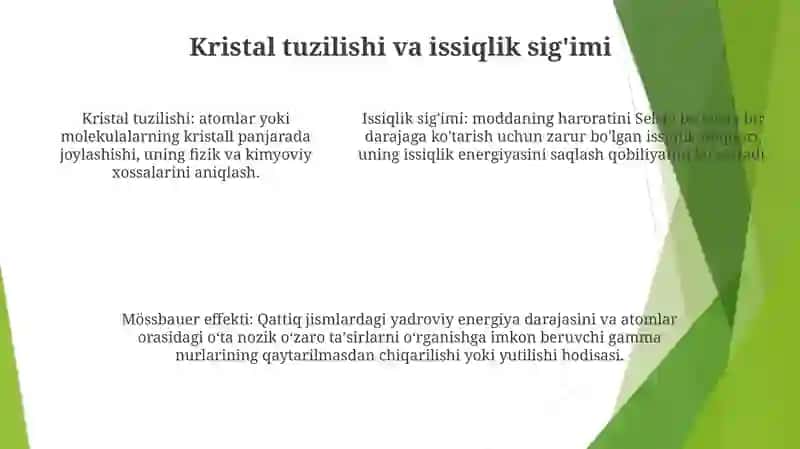 Kristallarning Issiqlik SigʻImi 4