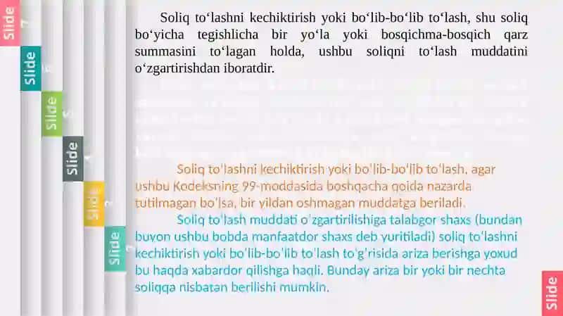 Soliqlarni to‘lash muddatlarini o‘zgartirish 4