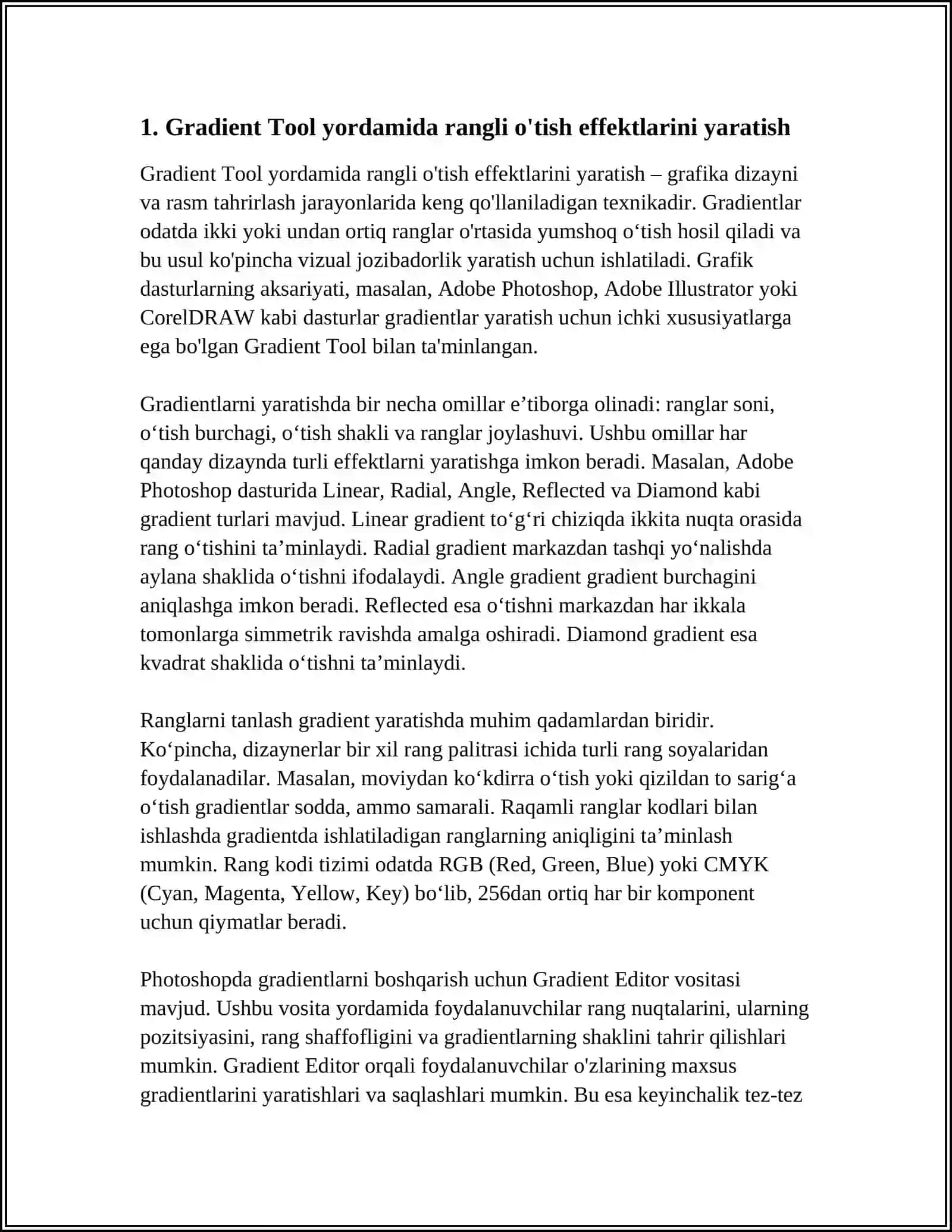 ADOBE ILLUSTRATOR DASTURIDA GRADIENT TOOL VA BLEND TOOLDAN USKUNALARIDAN FOYDALANIB INFOGRAFIKA YARATISH 4