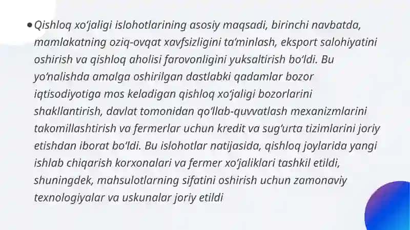 MUSTAQILLIK YILLARIDA QISHLOQ XO’JALIGI VA SANOAT SOHASIDAGI O’ZGARISHLAR 4