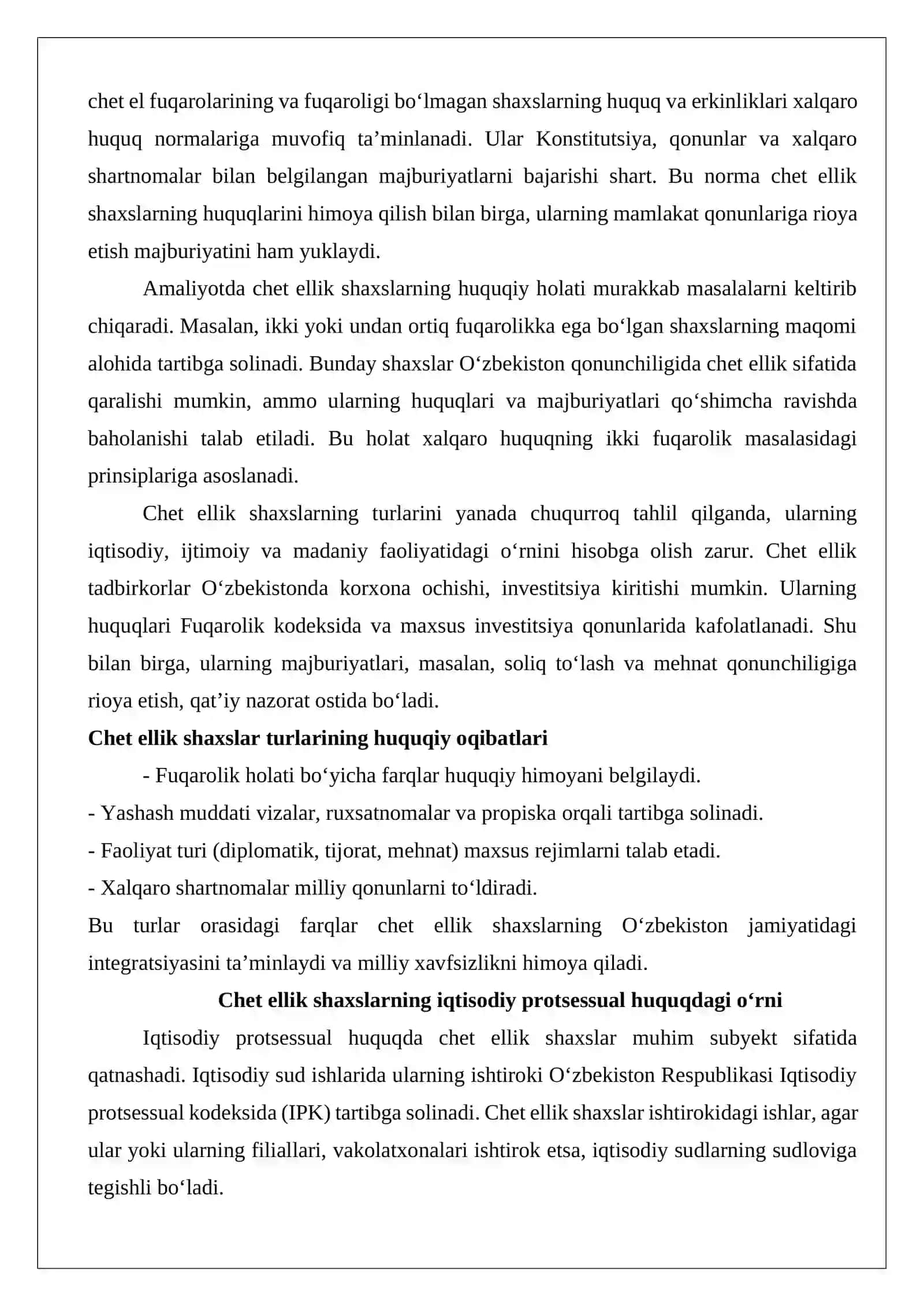 Chet ellik shaxslar tushunchasi, ularning huquqiy maqomi 4