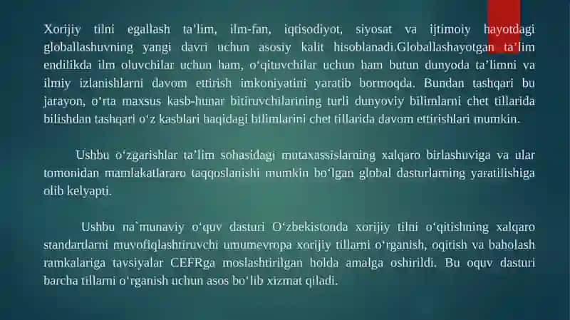 Chet tili bo’yicha yaratilgan o’quv uslubiy majmualarga qo’yilgan asosiy talablar 4