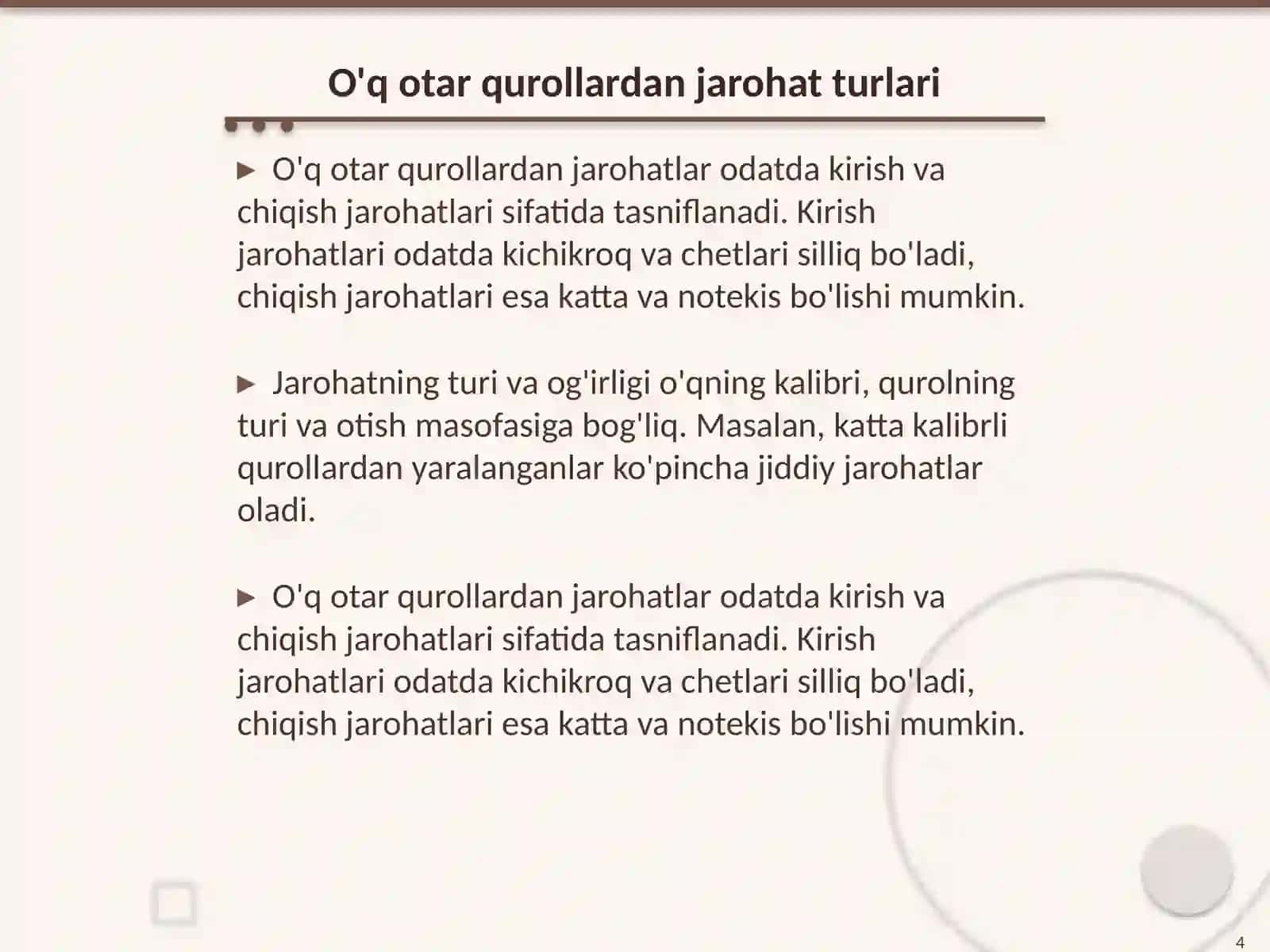 O'q otar quroldan jarohatlanish mexanizmi( sud ekspertiza fani) 4