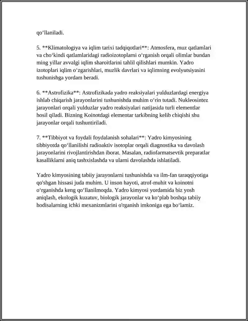 YADRO KIMYOSINING TIBBIYOTDAGI ÒRNI. KRIMINALISTIKADA KIMYONING ÒRNI 4